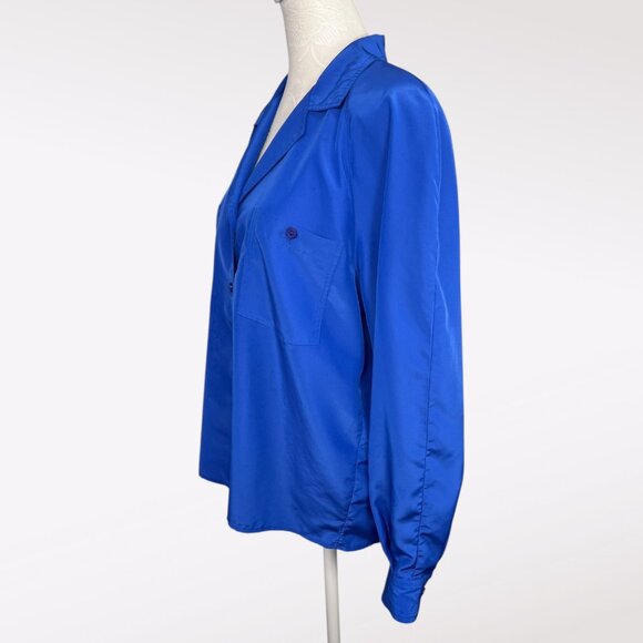 Vintage Laura and Jayne Royal Blue Button Up Blouse Size 10 - Picture 4 of 10